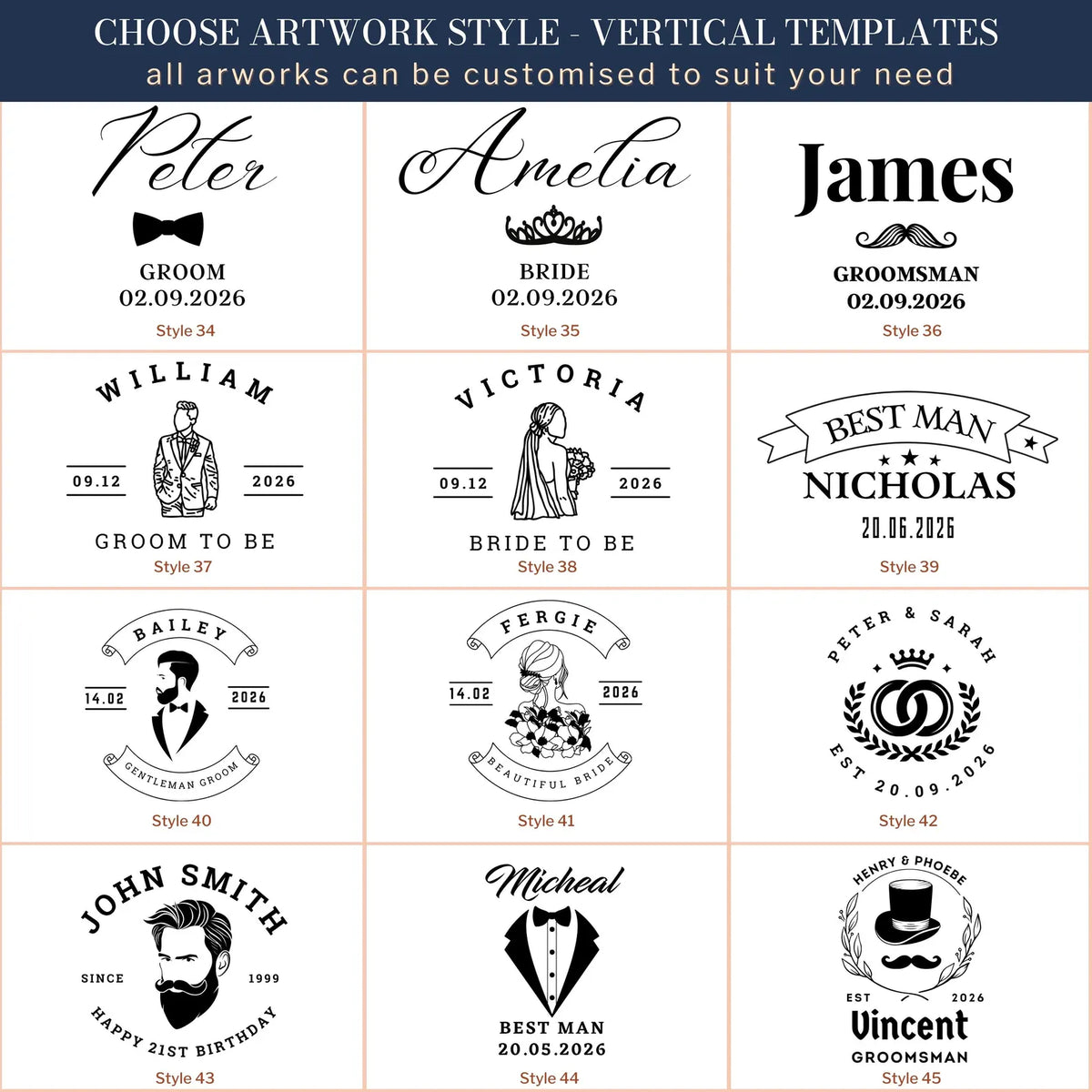 Personalised 50ml Wedding Favour Bottles – Frosted Glass