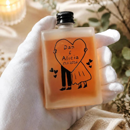 Personalised 50ml Wedding Favour Bottles – Frosted Glass