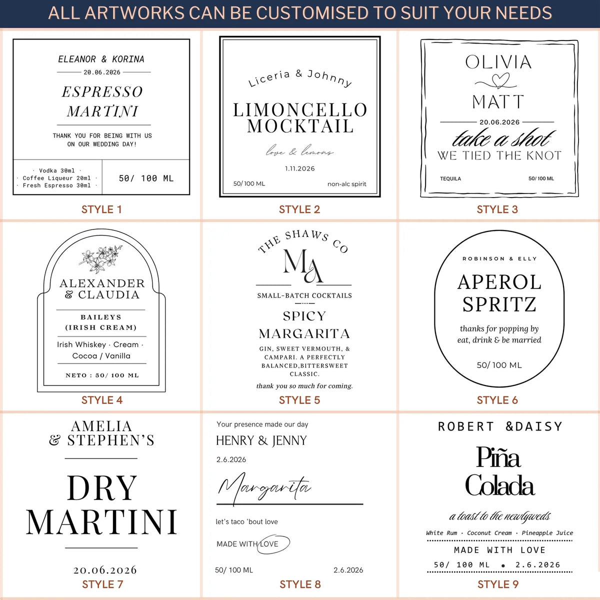 Personalised 50ml Wedding Favour Bottles – Frosted Glass