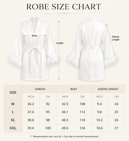 Bridal Robe with Feather Trim – Bride & Bridesmaid - Bridal Bazaar