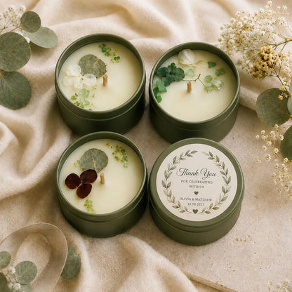 Personalised Soy Candle Wedding Favours – 50ml Keepsake Tins