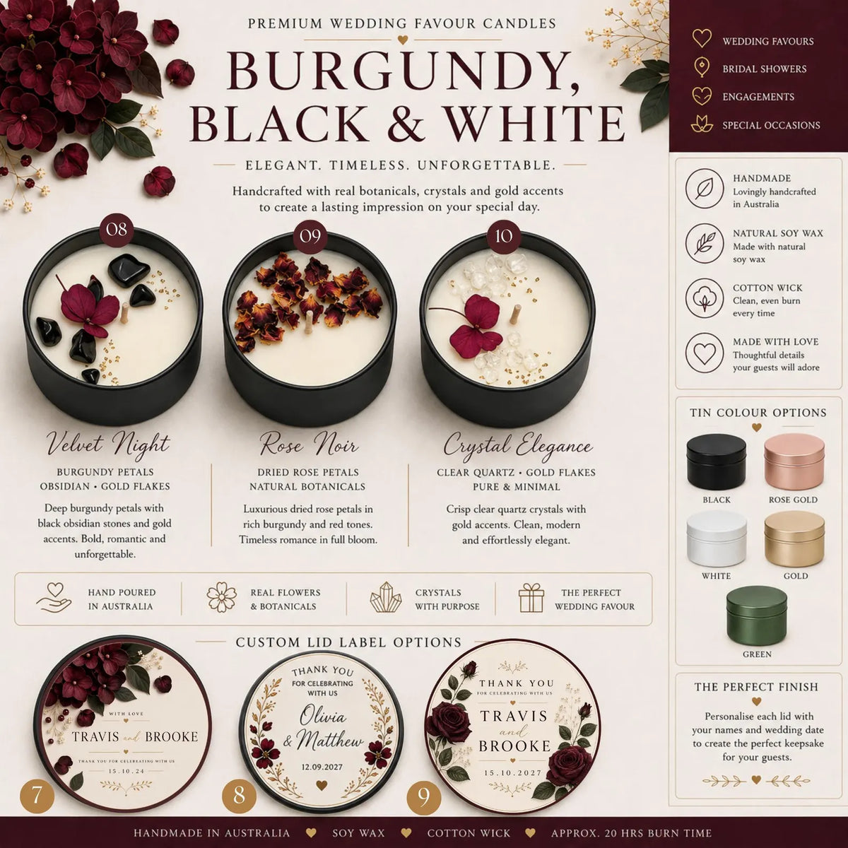 Personalised Soy Candle Wedding Favours – 50ml Keepsake Tins