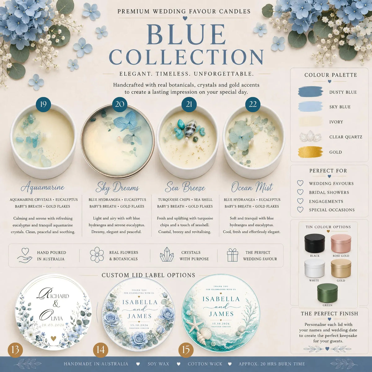 Personalised Soy Candle Wedding Favours – 50ml Keepsake Tins
