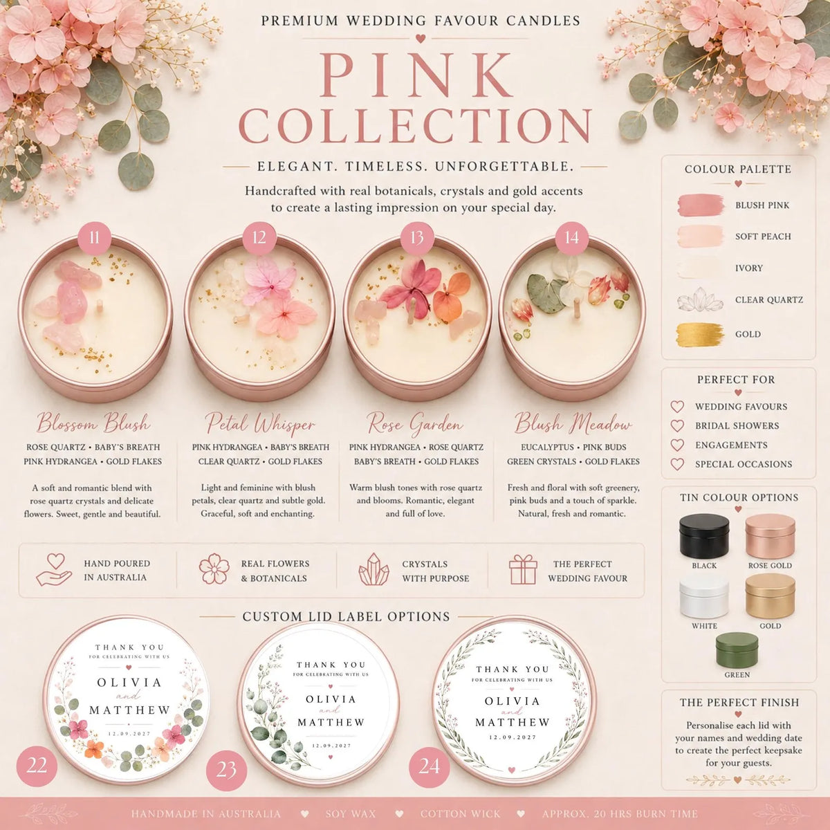 Personalised Soy Candle Wedding Favours – 50ml Keepsake Tins