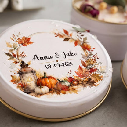 Personalised Autumn Soy Candle Wedding Favours