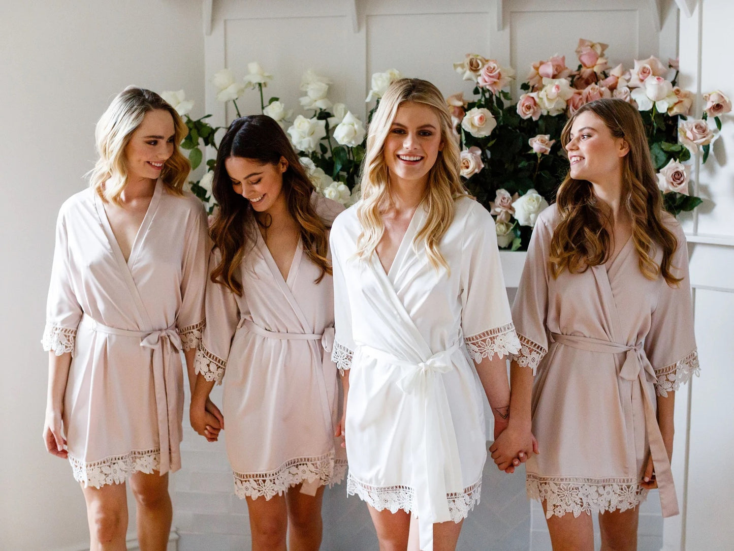 Bridal Robes - Lace Ruffled Kimono