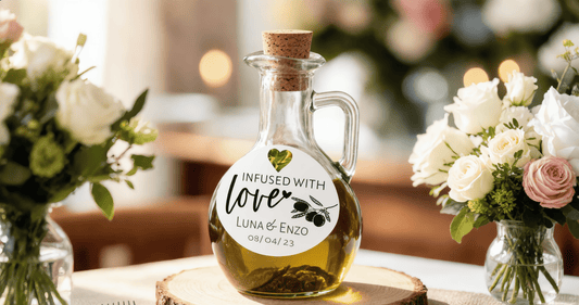 Personalised Olive Oil Bottle Wedding Favour | Custom Tag - Bridal Bazaar