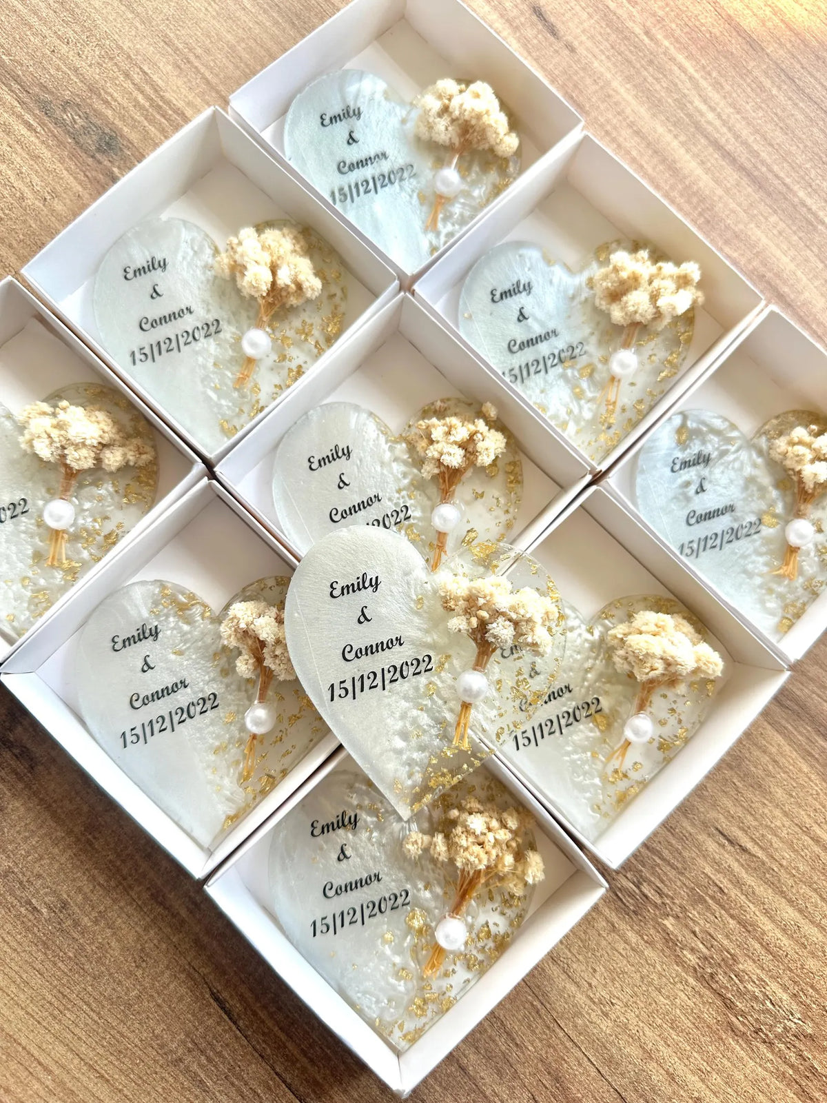 Personalised Dried Flower Magnet Wedding Favours