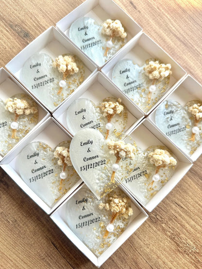 Personalised Dried Flower Magnet Wedding Favours